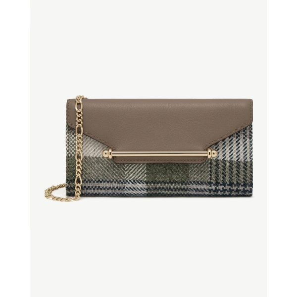 Strathberry Multrees Chain Wallet in Strathberry Tartan Taupe, view 2 | Crossbody Bag