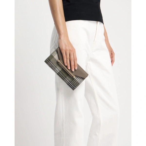 Strathberry Multrees Chain Wallet in Strathberry Tartan Taupe, view 8 | Crossbody Bag
