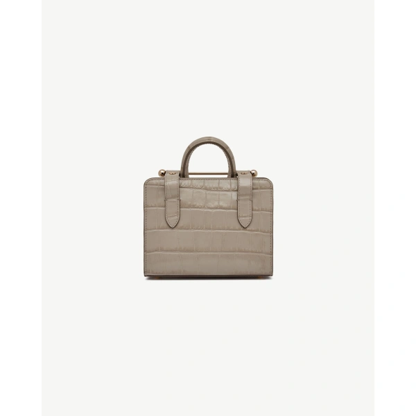 Strathberry Nano Tote in Croc-embossed Leather Light Taupe, view 4 | Crossbody Bag