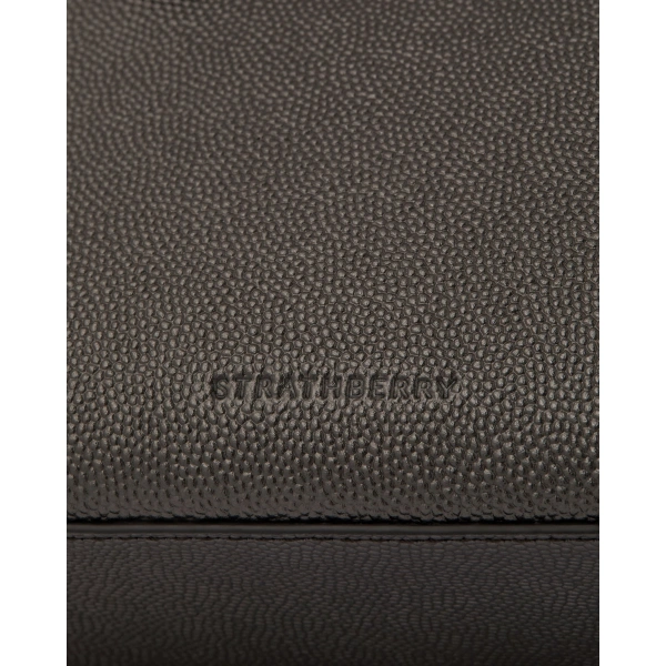 Strathberry Nano Tote in Metallic Anthracite Caviar, view 6 | Tote Bag