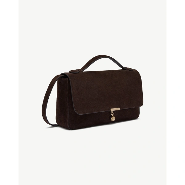 Strathberry Nocturn Midi in Espresso Suede, view 3 | Crossbody Bag