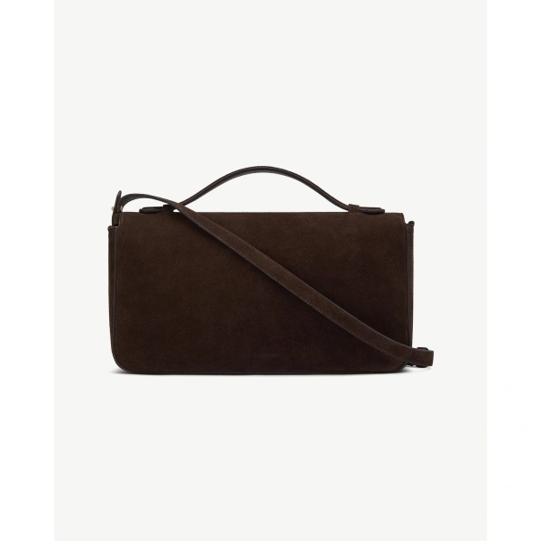Strathberry Nocturn Midi in Espresso Suede, view 4 | Crossbody Bag