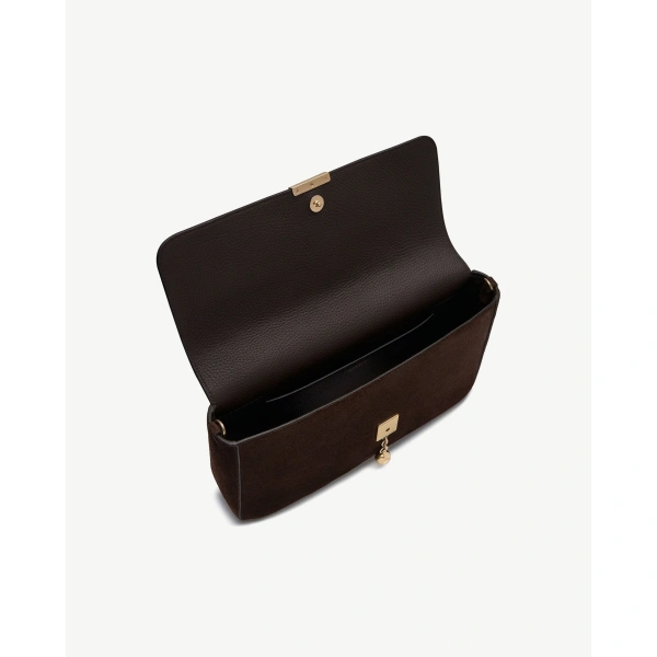 Strathberry Nocturn Midi in Espresso Suede, view 5 | Crossbody Bag