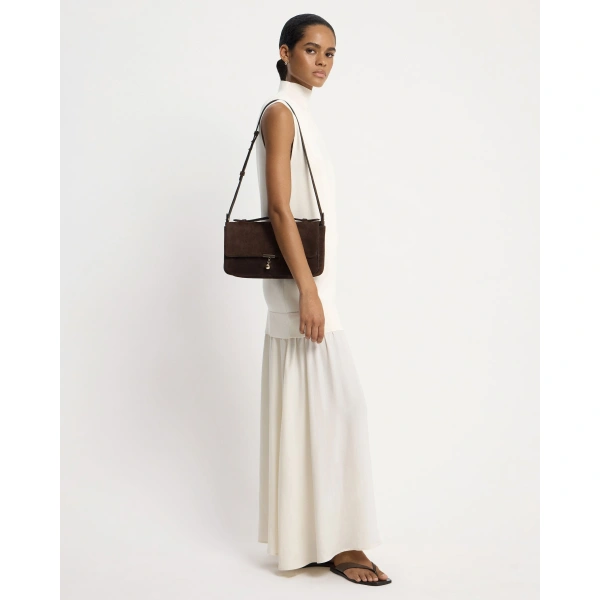Strathberry Nocturn Midi in Espresso Suede, view 7 | Crossbody Bag