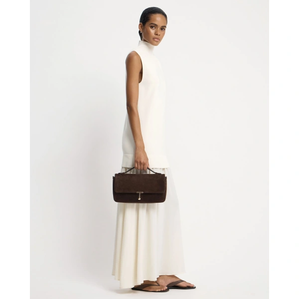 Strathberry Nocturn Midi in Espresso Suede, view 8 | Crossbody Bag