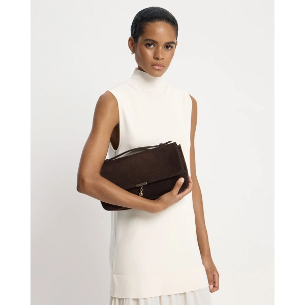 Strathberry Nocturn Midi in Espresso Suede, view 9 | Crossbody Bag