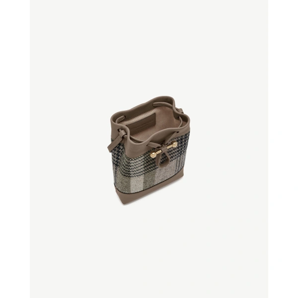 Strathberry Osette Midi Pouch in Strathberry Tartan Taupe, view 5 | Clutch Bag