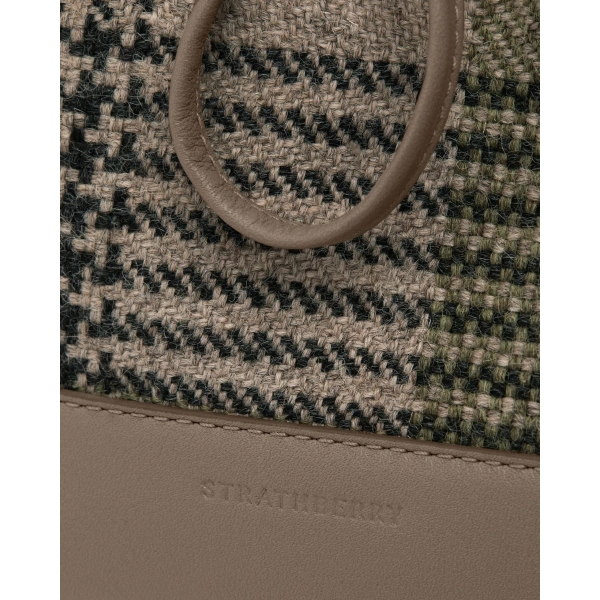 Strathberry Osette Midi Pouch in Strathberry Tartan Taupe, view 6 | Clutch Bag
