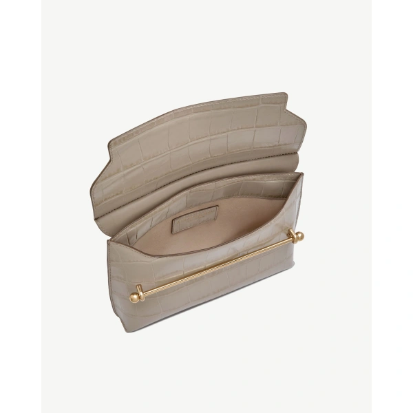Strathberry Stylist in Croc-embossed Leather Light Taupe, view 5 | Crossbody Bag