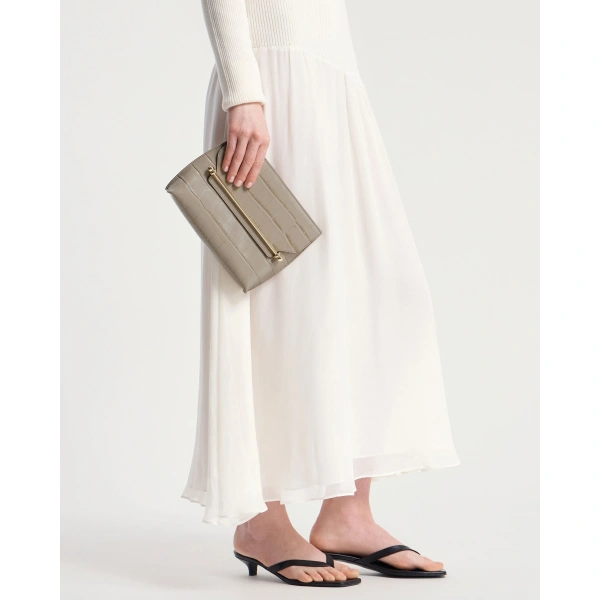 Strathberry Stylist in Croc-embossed Leather Light Taupe, view 8 | Crossbody Bag