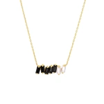 Suzanne Kalan Amalfi Bar Pendant in 14K Yellow Gold, Black Ombre | Fine Necklaces | Coveti