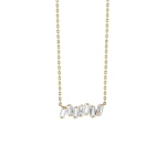 Suzanne Kalan Amalfi Bar Pendant in 14K Yellow Gold, White Topaz | Fine Necklaces | Coveti