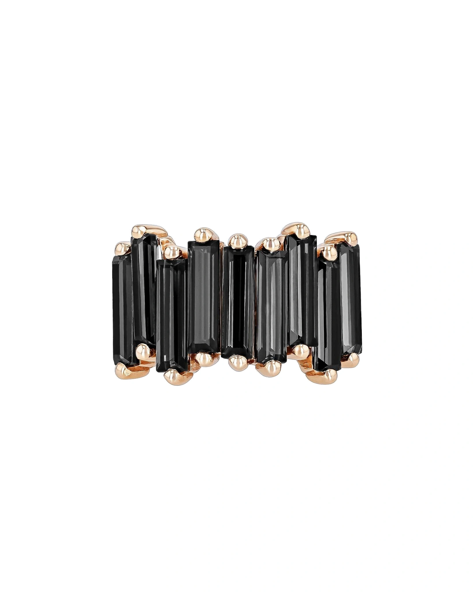 Suzanne Kalan Amalfi Black Night Quartz Stacker Half Band in 14K Rose Gold Suzanne Kalan Amalfi Black Night Quartz Stacker Half Band in 14K Rose Gold | Fine Rings | Coveti