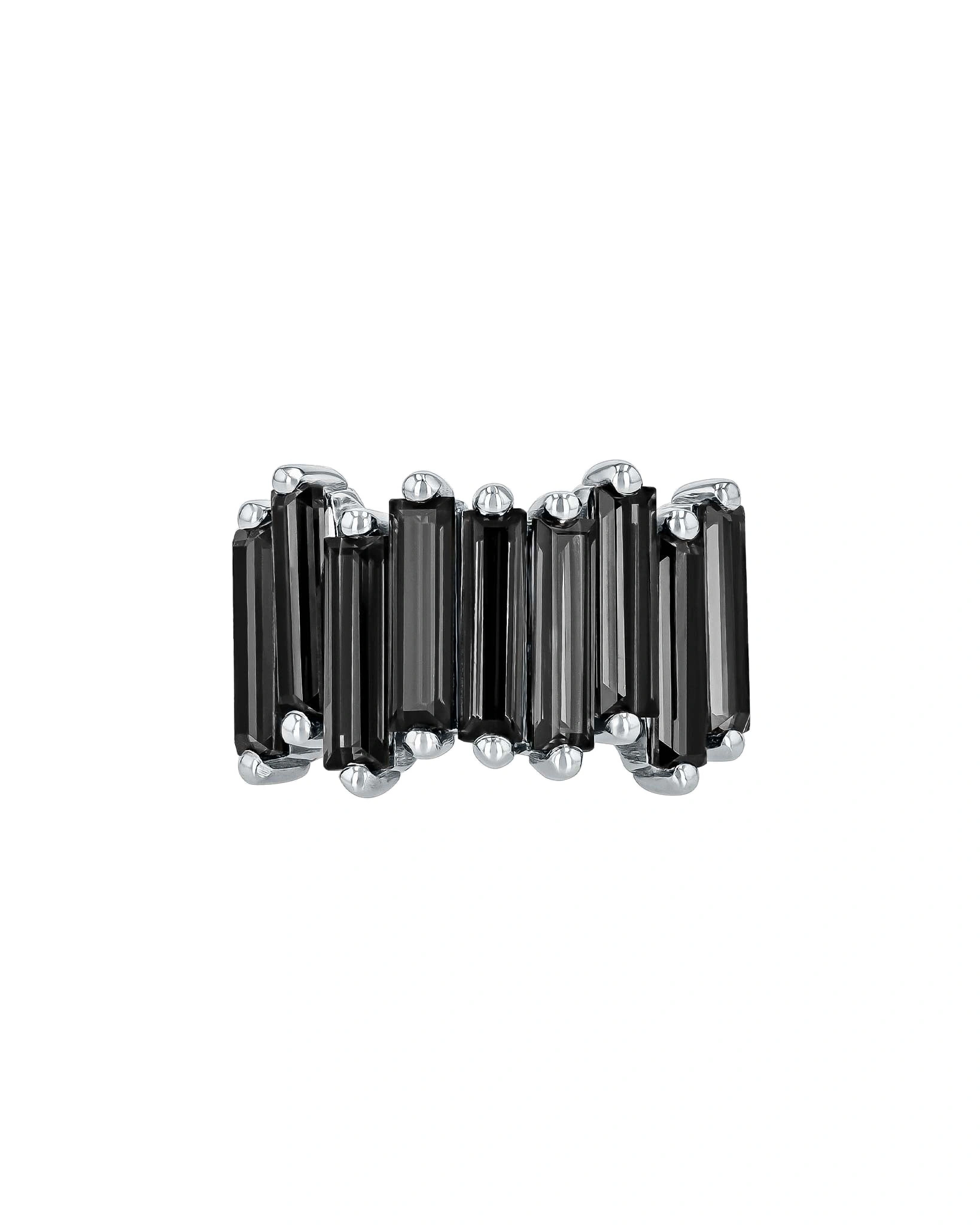 Suzanne Kalan Amalfi Black Night Quartz Stacker Half Band in 14K White Gold Suzanne Kalan Amalfi Black Night Quartz Stacker Half Band in 14K White Gold | Fine Rings | Coveti