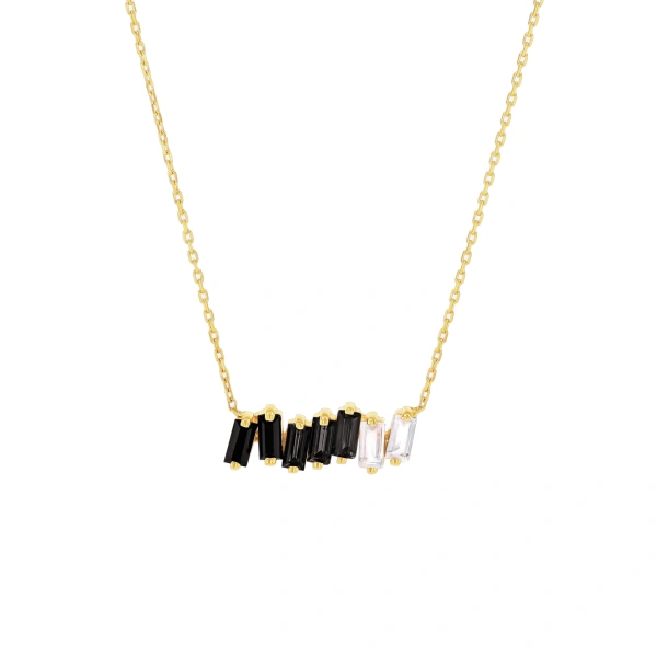 Amalfi Black Ombre Bar Pendant in 14K Yellow Gold
