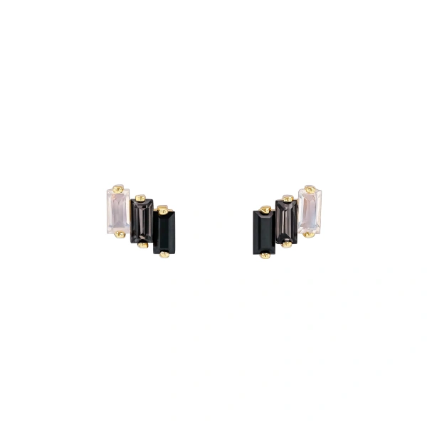 Suzanne Kalan Amalfi Black Ombre Studs in 14K Yellow Gold | Fine Earrings | Coveti
