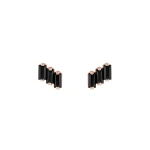Suzanne Kalan Amalfi Black Spinel Studs in 14K Rose Gold | Fine Earrings | Coveti