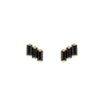 Suzanne Kalan Amalfi Black Spinel Studs in 14K Yellow Gold | Fine Earrings | Coveti