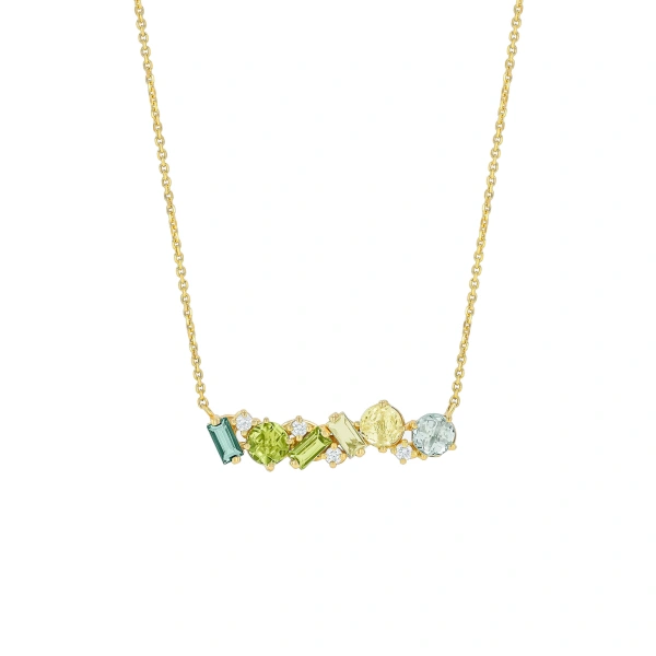 Suzanne Kalan Amalfi Blend Green Ombre Pendant in 14K Yellow Gold | Fine Necklaces | Coveti