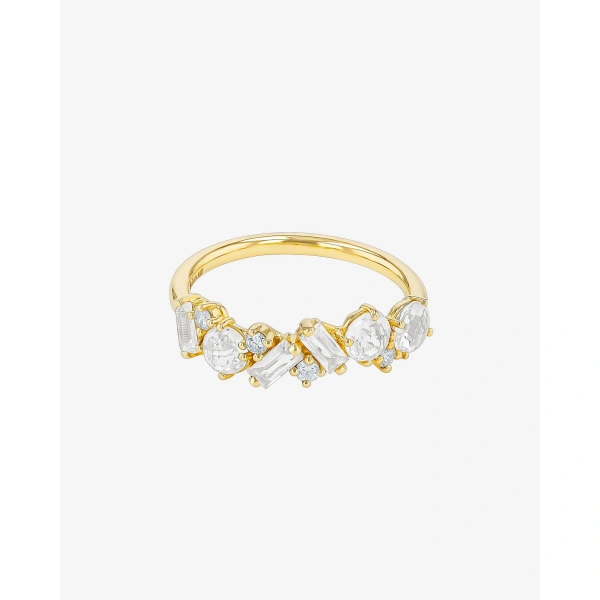 Suzanne Kalan Amalfi Blend Half Band in 14K White Gold, White Topaz | Fine Rings | Coveti