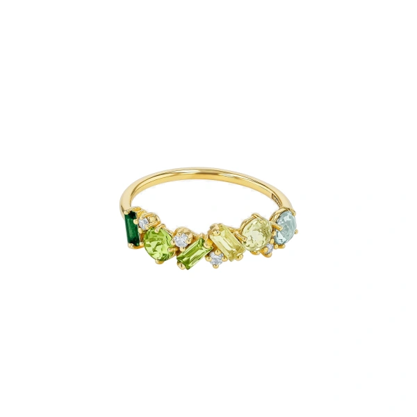 Suzanne Kalan Amalfi Blend Half Band in 14K Yellow Gold, Green Ombre | Fine Rings | Coveti