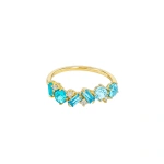 Suzanne Kalan Amalfi Blend Half Band in 14K Yellow Gold, Light Blue Mix | Fine Rings | Coveti