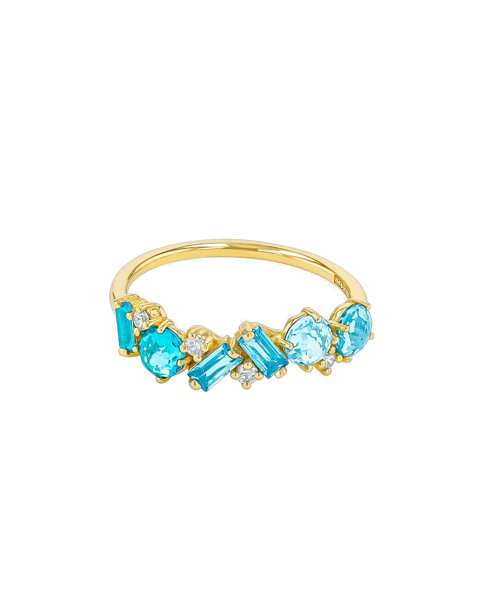 Suzanne Kalan Amalfi Blend Half Band in 14K Yellow Gold, Light Blue Mix Suzanne Kalan Amalfi Blend Half Band in 14K Yellow Gold, Light Blue Mix | Fine Rings | Coveti