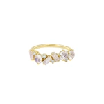 Suzanne Kalan Amalfi Blend Half Band in 14K Yellow Gold, Rainbow Moonstone | Fine Rings | Coveti
