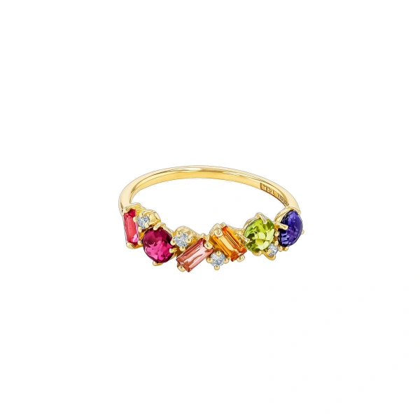 Amalfi Blend Half Band in 14K Yellow Gold, Rainbow