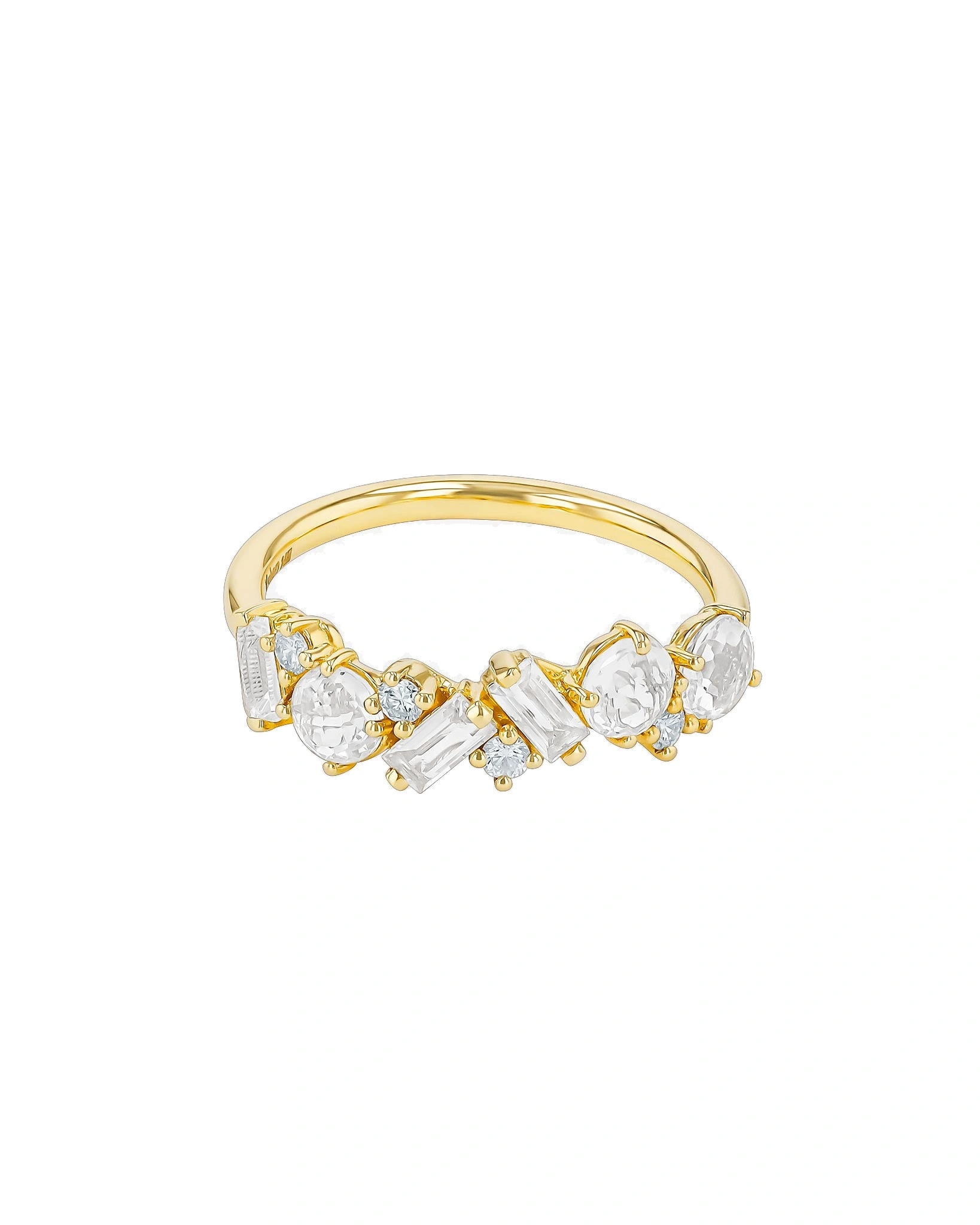 Suzanne Kalan Amalfi Blend Half Band in 14K Yellow Gold, White Topaz Suzanne Kalan Amalfi Blend Half Band in 14K Yellow Gold, White Topaz | Fine Rings | Coveti