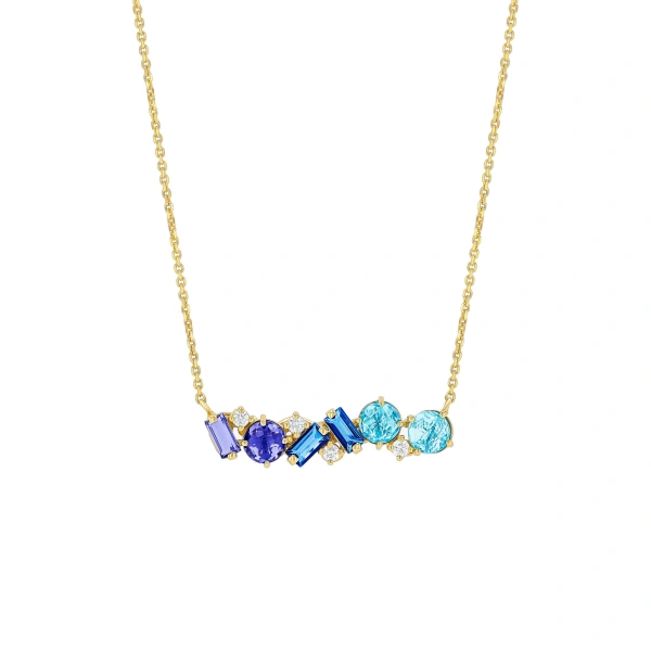 Suzanne Kalan Amalfi Blend Pendant in 14K Yellow Gold, Blue Ombre | Fine Necklaces | Coveti