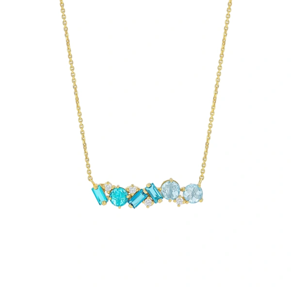 Amalfi Blend Pendant in 14K Yellow Gold, Light Blue Ombre