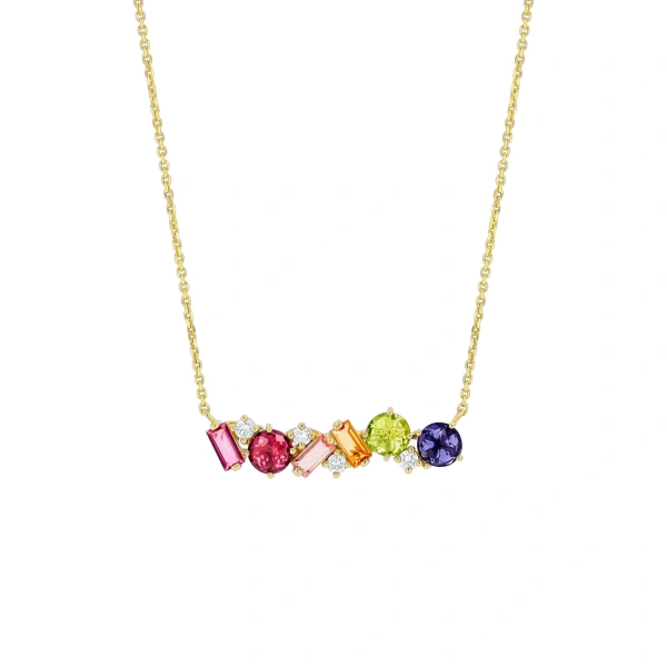Suzanne Kalan Amalfi Blend Pendant in 14K Yellow Gold, Rainbow | Fine Necklaces | Coveti