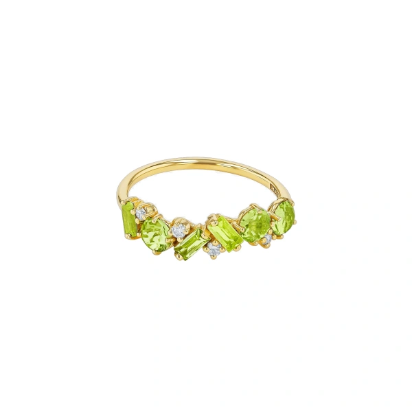 Suzanne Kalan Amalfi Blend Peridot Half Band in 14K Yellow Gold | Fine Rings | Coveti