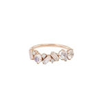 Suzanne Kalan Amalfi Blend Rainbow Moonstone Half Band in 14K Rose Gold | Fine Rings | Coveti