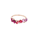 Suzanne Kalan Amalfi Blend Red Ombre Half Band in 14K Rose Gold | Fine Rings | Coveti