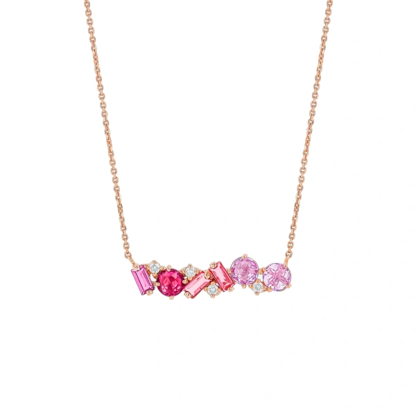 Suzanne Kalan Amalfi Blend Red Ombre Pendant in 14K Rose Gold | Fine Necklaces | Coveti
