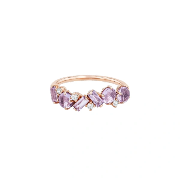 Amalfi Blend Rose De France Half Band in 14K Rose Gold