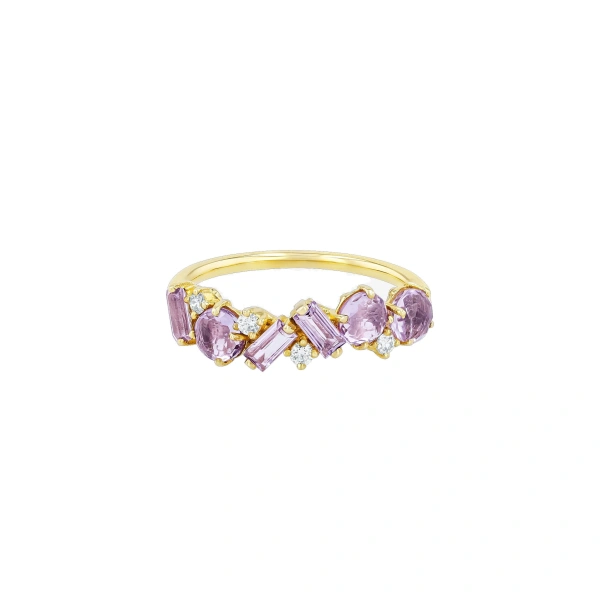 Suzanne Kalan Amalfi Blend Rose De France Half Band in 14K Yellow Gold | Fine Rings | Coveti