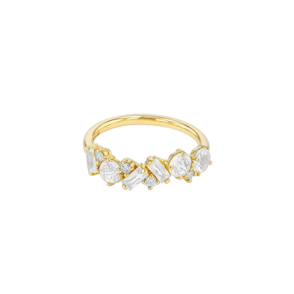 Suzanne Kalan Amalfi Blend White Topaz Half Band in 14K White Gold | Fine Rings | Coveti