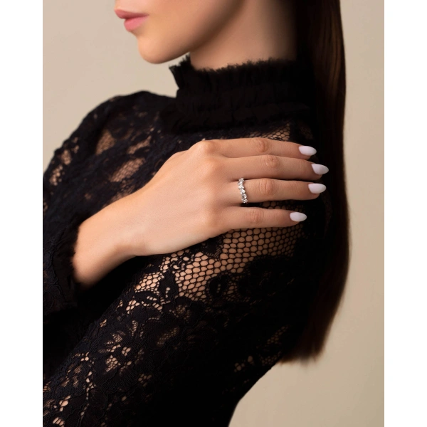 Suzanne Kalan Amalfi Blend White Topaz Half Band in 14K Yellow Gold | Fine Rings | Coveti