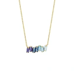 Suzanne Kalan Amalfi Blue Ombre Bar Pendant in 14K Yellow Gold | Fine Necklaces | Coveti