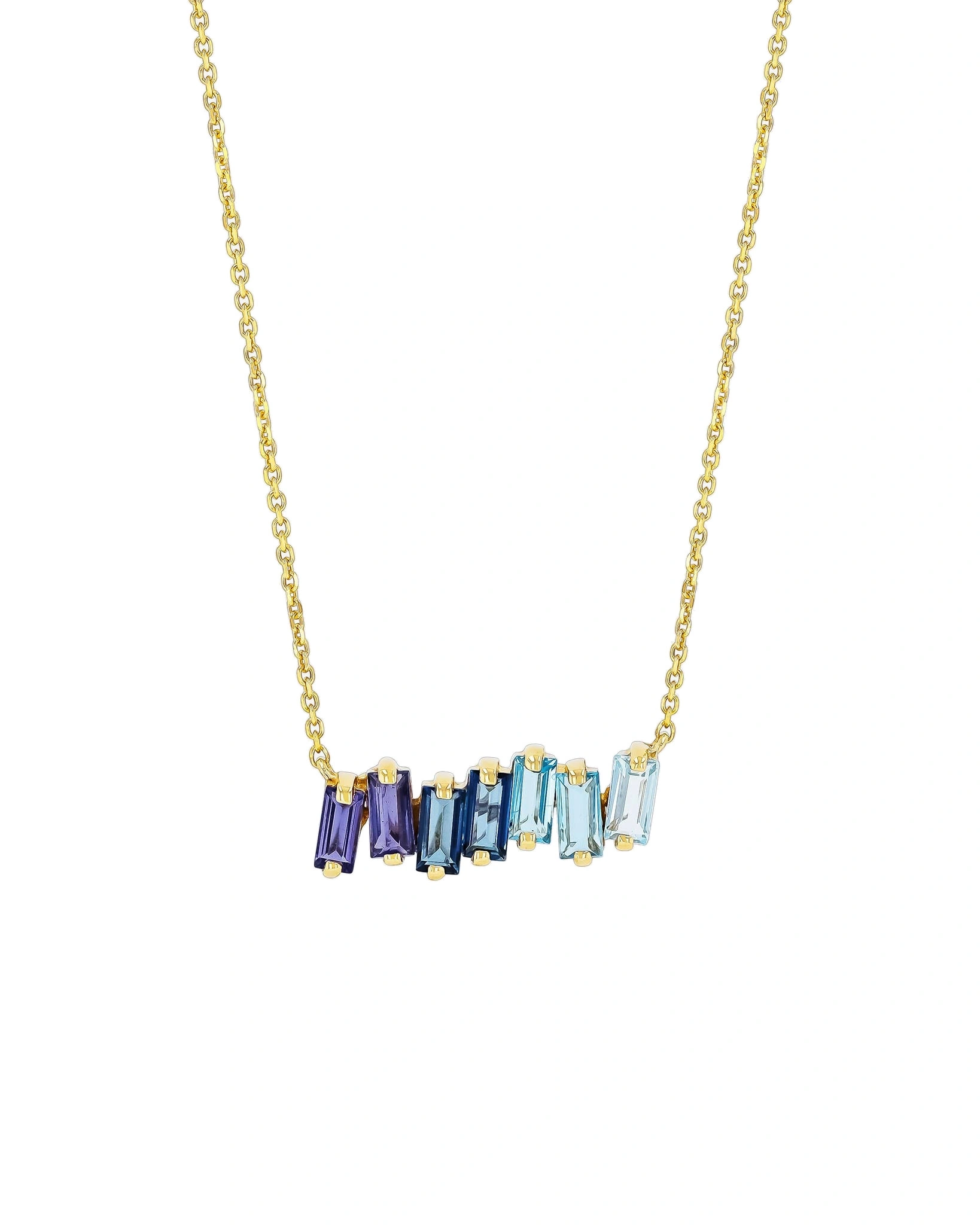 Suzanne Kalan Amalfi Blue Ombre Bar Pendant in 14K Yellow Gold Suzanne Kalan Amalfi Blue Ombre Bar Pendant in 14K Yellow Gold | Fine Necklaces | Coveti