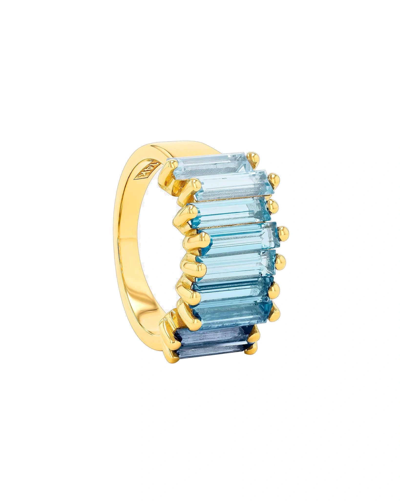 Suzanne Kalan Amalfi Blue Ombre Stacker Half Band in 14K Yellow Gold Suzanne Kalan Amalfi Blue Ombre Stacker Half Band in 14K Yellow Gold | Fine Rings | Coveti