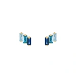 Suzanne Kalan Amalfi Blue Ombre Studs in 14K Yellow Gold | Fine Earrings | Coveti