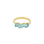 Suzanne Kalan Amalfi Blue Topaz Half Band in 14K Yellow Gold | Fine Rings | Coveti