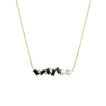 Suzanne Kalan Amalfi Burst Bar Pendant in 14K Yellow Gold, Black Ombre | Fine Necklaces | Coveti