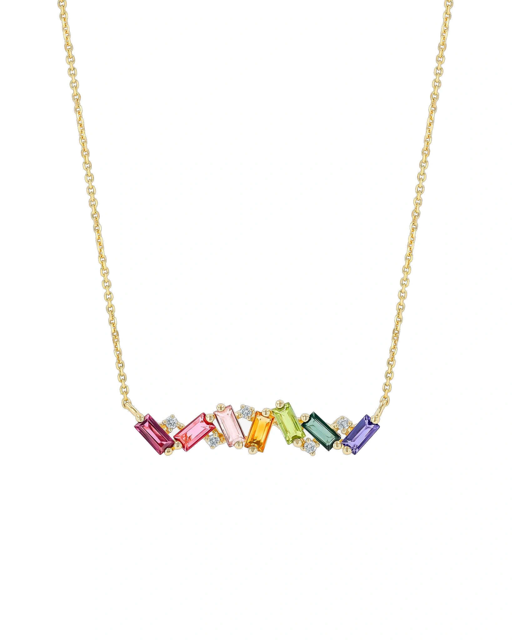Suzanne Kalan Amalfi Burst Bar Pendant in 14K Yellow Gold, Rainbow Suzanne Kalan Amalfi Burst Bar Pendant in 14K Yellow Gold, Rainbow | Fine Necklaces | Coveti