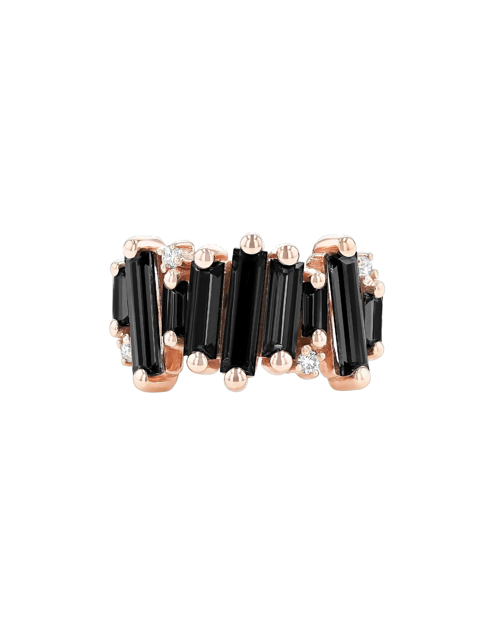 Suzanne Kalan Amalfi Burst Black Night Quartz Stacker Half Band in 14K Rose Gold Suzanne Kalan Amalfi Burst Black Night Quartz Stacker Half Band in 14K Rose Gold | Fine Rings | Coveti