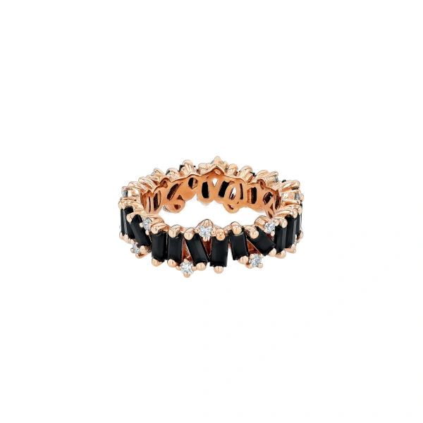 Suzanne Kalan Amalfi Burst Black Spinel Eternity Band in 14K Rose Gold | Fine Rings | Coveti